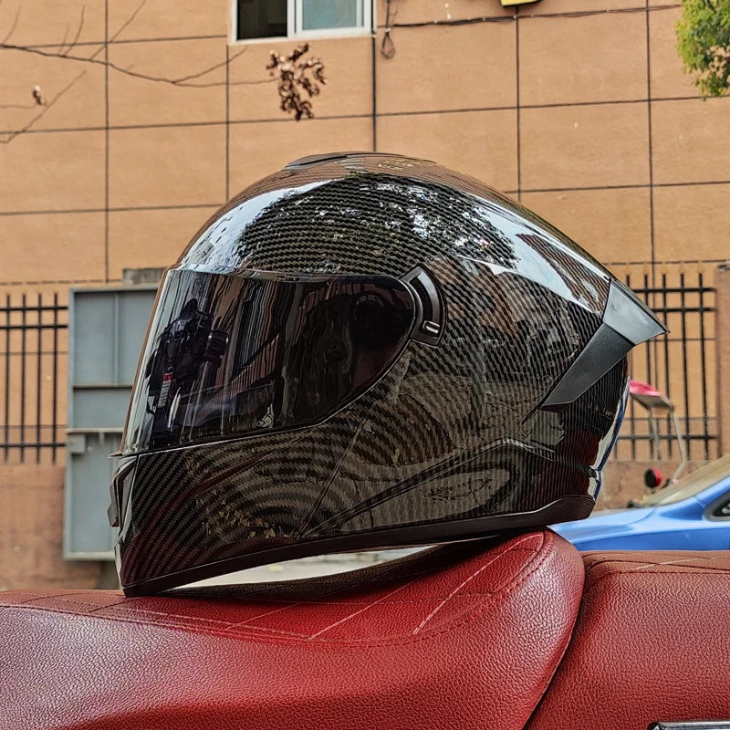 Capacete de segurança para motocicleta, capacete completo para corrida, capacete clássico com gola