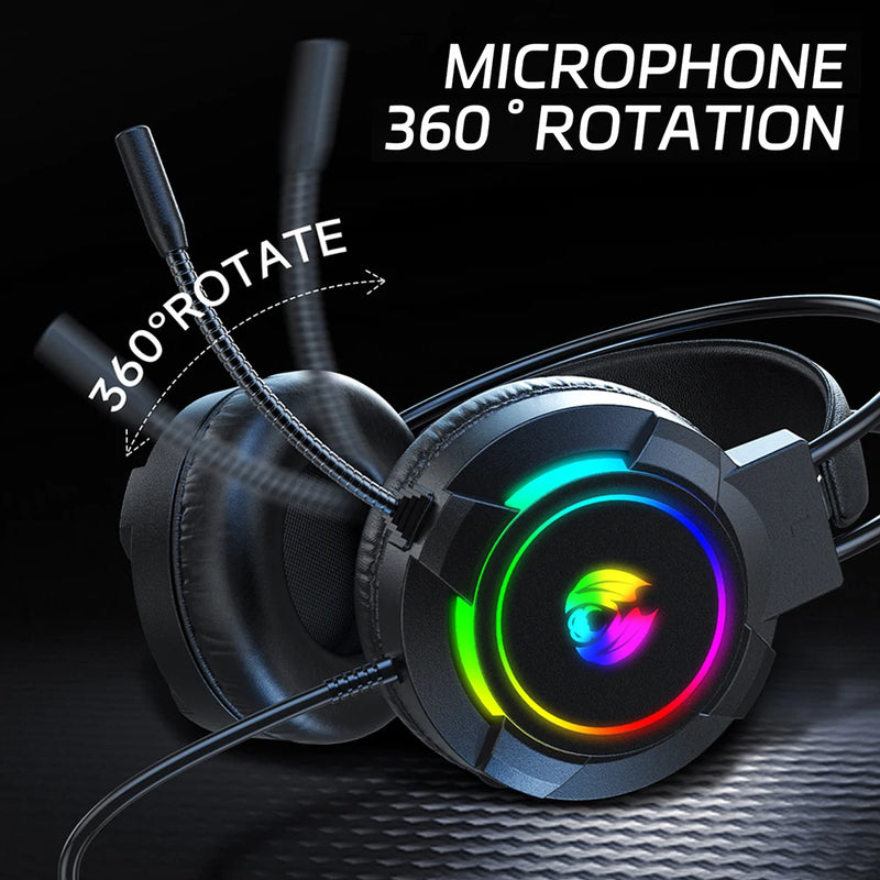 3.5mm fone de ouvido com fio usb gaming headset pc 7.1 estéreo baixo capacete com microfone luz led para computador portátil gamer